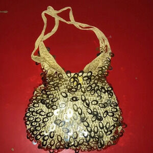 Lapis Gold Vintage Tear Drop Knitted Bag. Preloved